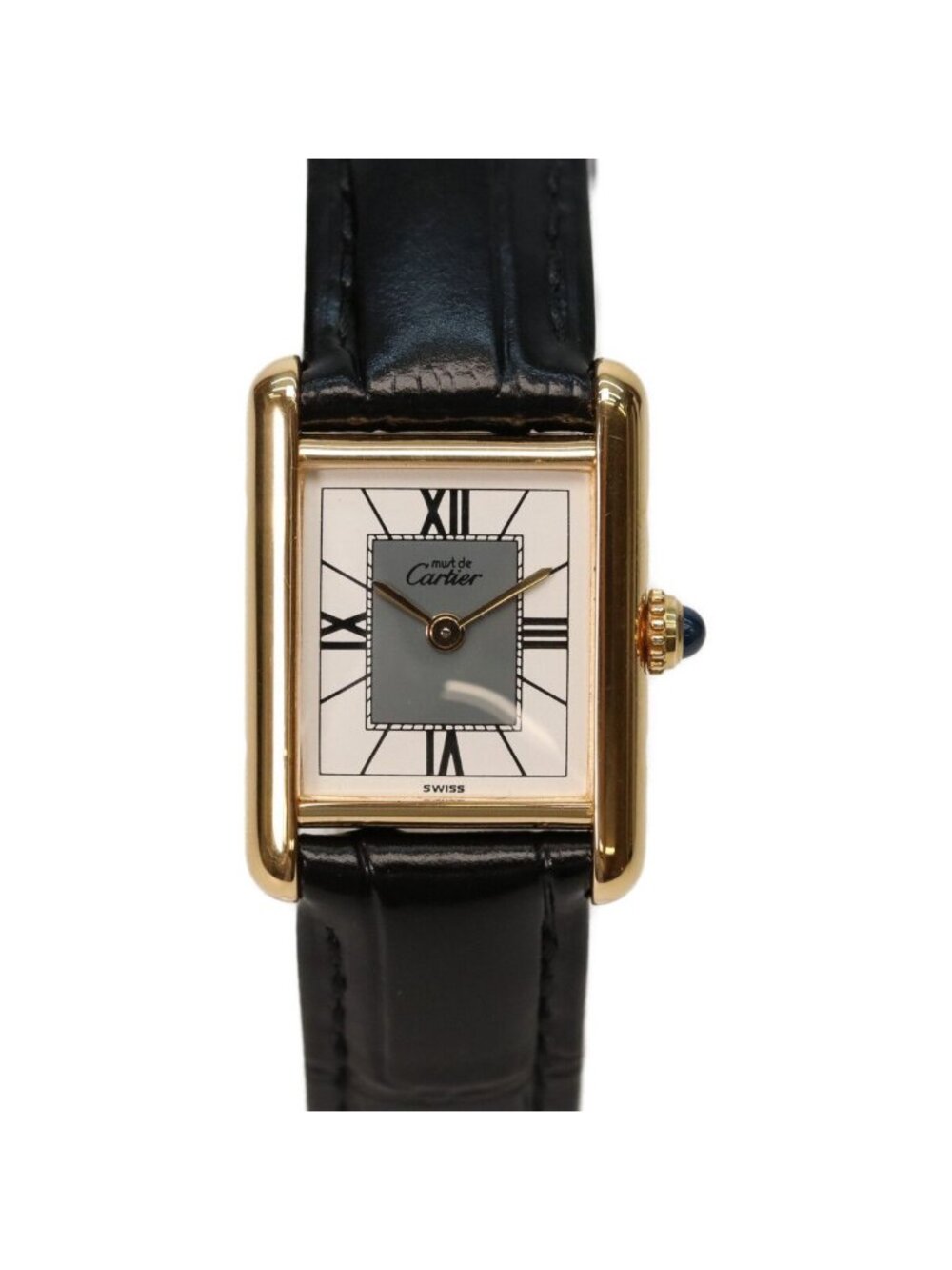 Cartier 925 Must Tank Vermeil SM Quartz Leather